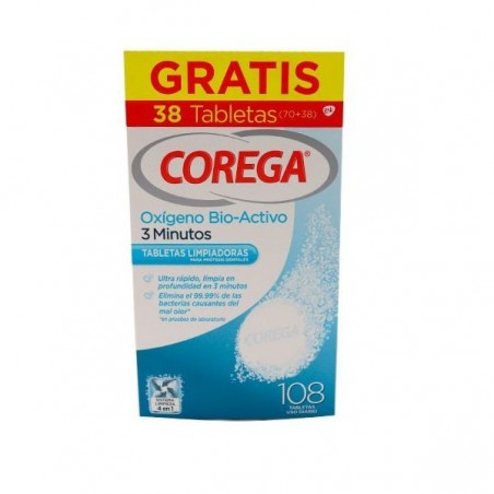 Comprar corega pastillas limpiadoras para prótesis dentales 70+38 tabletas gratis