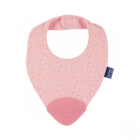 Comprar chicco gummy bib babero y mordedor rosa 2m+