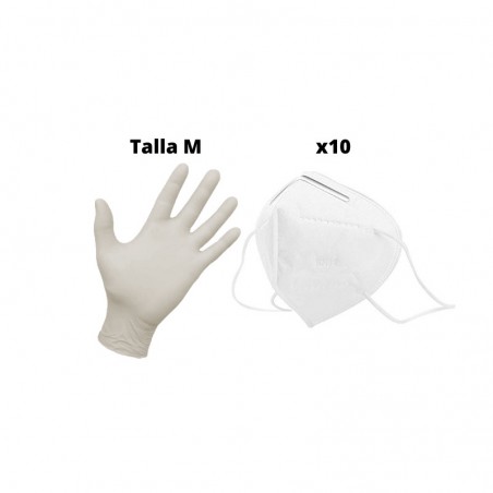 Comprar guantes latex talla m 100 uds + mascarillas kn95 ffp2 10 uds