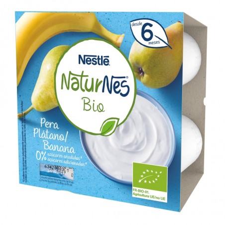 Comprar nestle naturnes bio postre lácteo de pera y plátano 4 x 90g