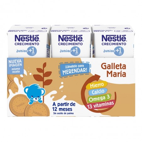 Comprar nestlé crecimiento junior +1 galleta maría 3 x 180ml