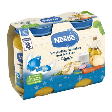 Comprar nestlé tarrito verduras selectas con merluza pijama 2x200g