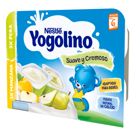 Comprar nestlé yogolino suave y cremoso manzana 3 x 60 g y pera 3 x 60g