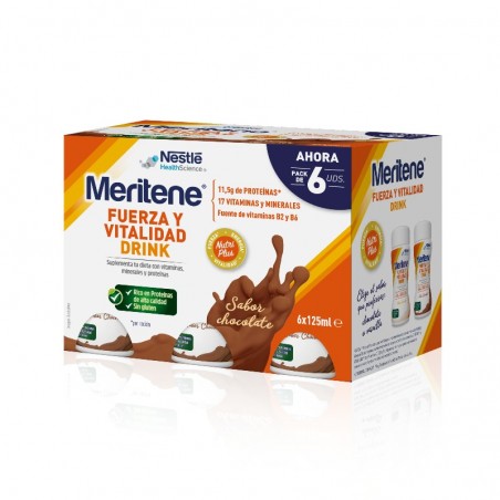 Comprar meritene fuerza y vitalidad chocolate 6 botellas x 125 ml