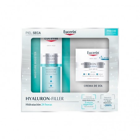 Comprar eucerin pack hyaluron-filler hidratación piel seca hydrating booster + crema día fps15