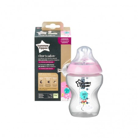 Comprar tommee tippee biberon rosa flujo lento 260 ml