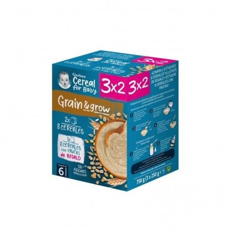 Comprar gerber 8 cereales + 8 cereales con frutas 250 g