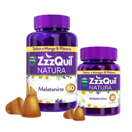 Comprar zzzquil natura melatonina sabor mango y plátano 90 gominolas