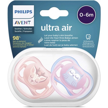 Comprar avent chupete ultra air 0-6m niña 2 und scf085/02