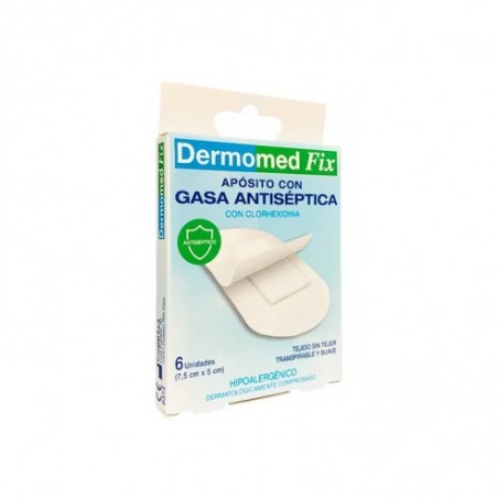 Comprar dermomed fix apósito con gasa antiséptica 6 unidades 7.5cm x 5cm al mejor precio en Pharmazon, tu farmacia online Comprar dermomed fix apósito con gasa antiséptica 6 unidades 7.5cm x 5cm